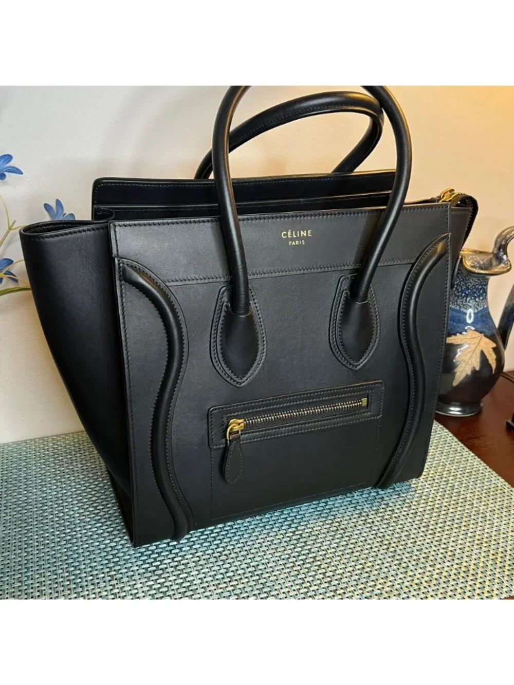 Céline Micro Luggage Tote Black Leather Top Handle Gold Hardware - Picture 2 of 15